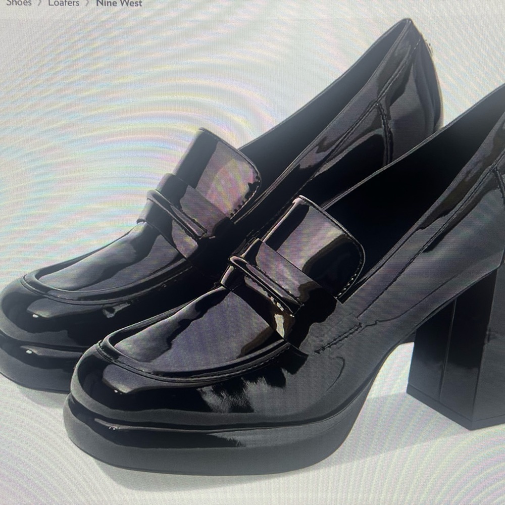 Nine West Black Patent Leather Loafers